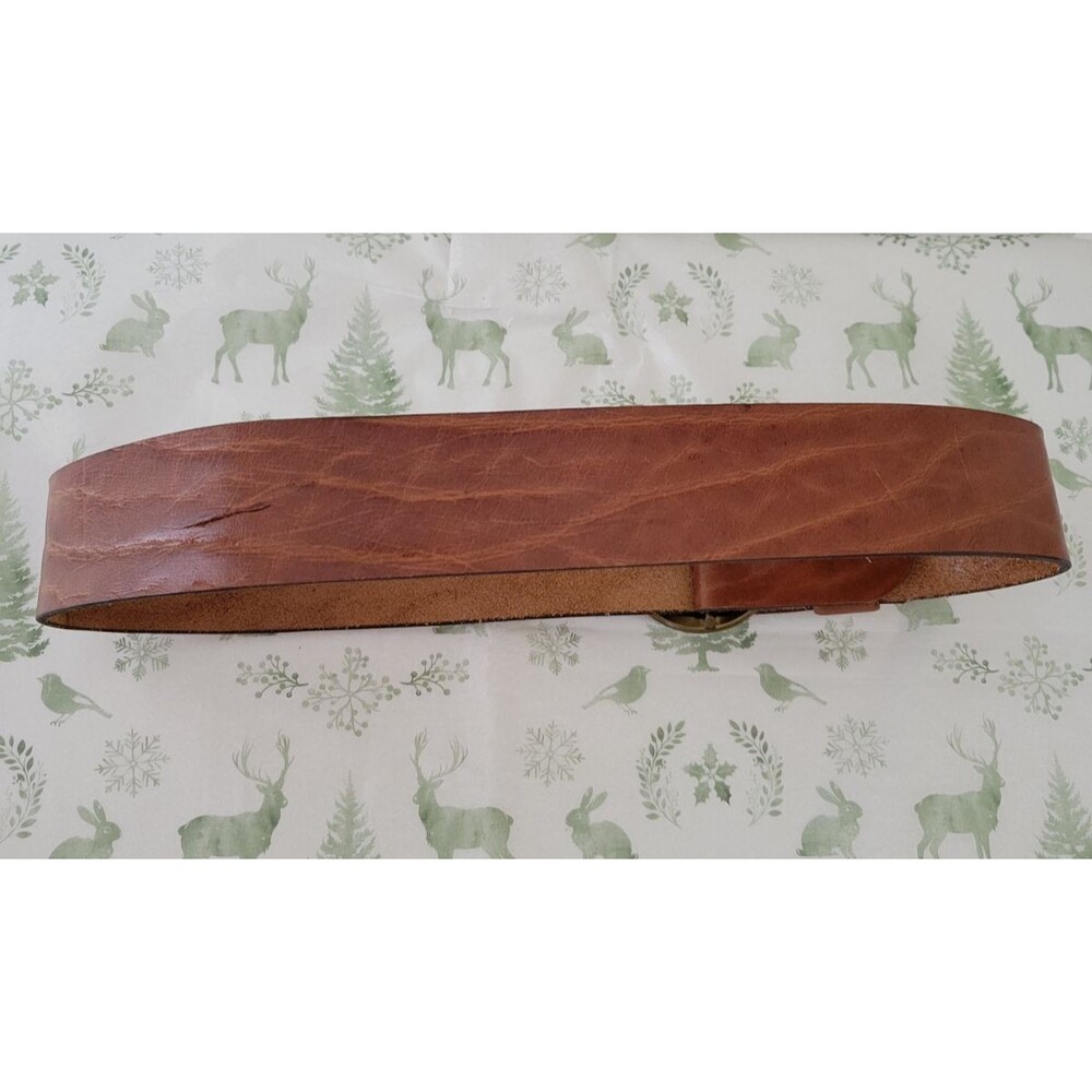 Levi’s For Gals Leather Belt Size 26 Brown Aniline Steerhide Brass Ring Buckle - Picture 5 of 14